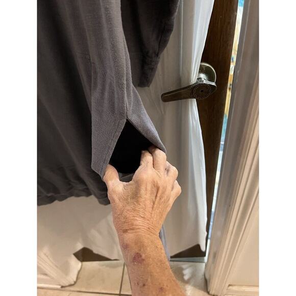 Athleta Caite Gray Cowl Neck Embroidered Sweatshirt Dress Size S Oversized Boho - Picture 3 of 8